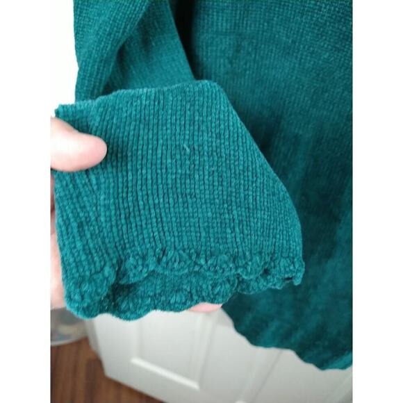 Outside Additions Woman L Sweater Kelly Green V Neck Tunic Side Slit - Picture 5 of 9